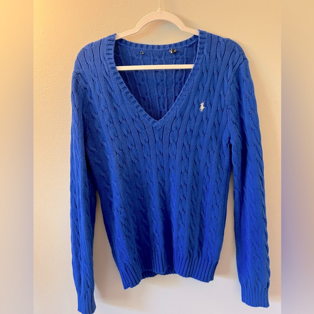 Cable-Knit Cotton V-Neck Sweater Polo Ralph Lauren